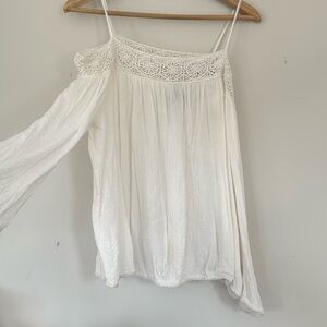 White Flowy Shoulder Top